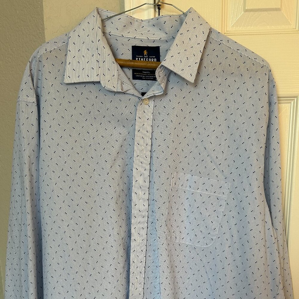 Stafford Tailored Travel Performance Super Dress Shirt-Long Sleeve-X Tall 36/37